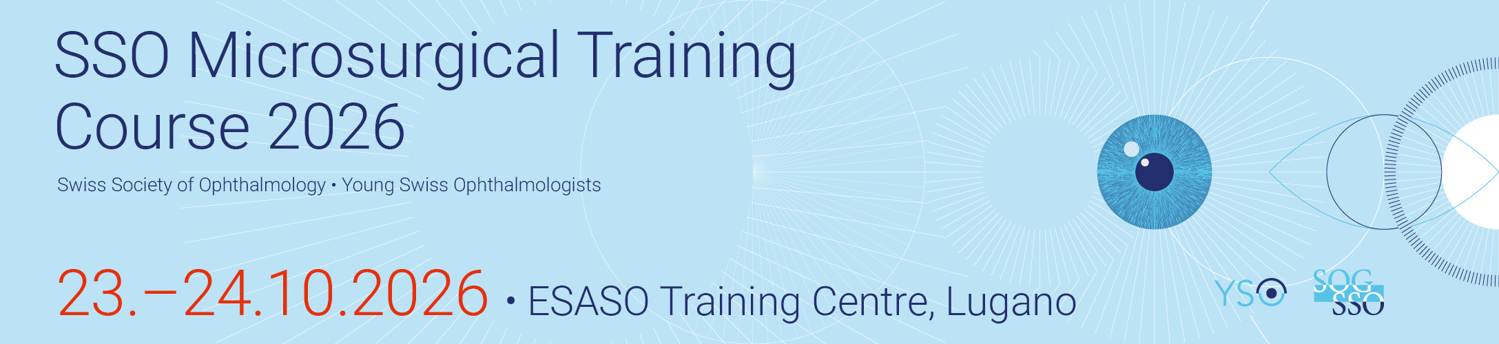 Header banner for the conference: SSO Microsurgical Training Course 2026. This goes from 23 October 2026 to 24 October 2026 in ESASO Training Center Lugano.